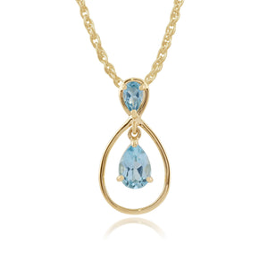 Classic Pear Blue Topaz Drop Pendant in 9ct Yellow Gold