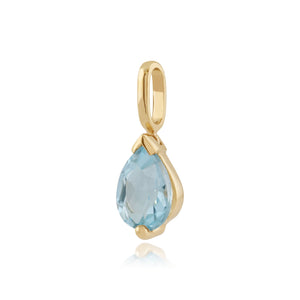 Classic Pear Blue Topaz Claw Set Single Stone Pendant in 9ct Yellow Gold