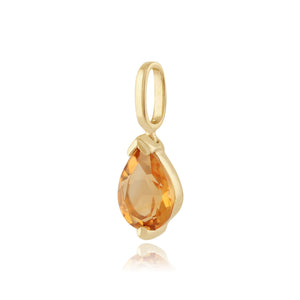 Classic Pear Citrine Pendant in 9ct Yellow Gold