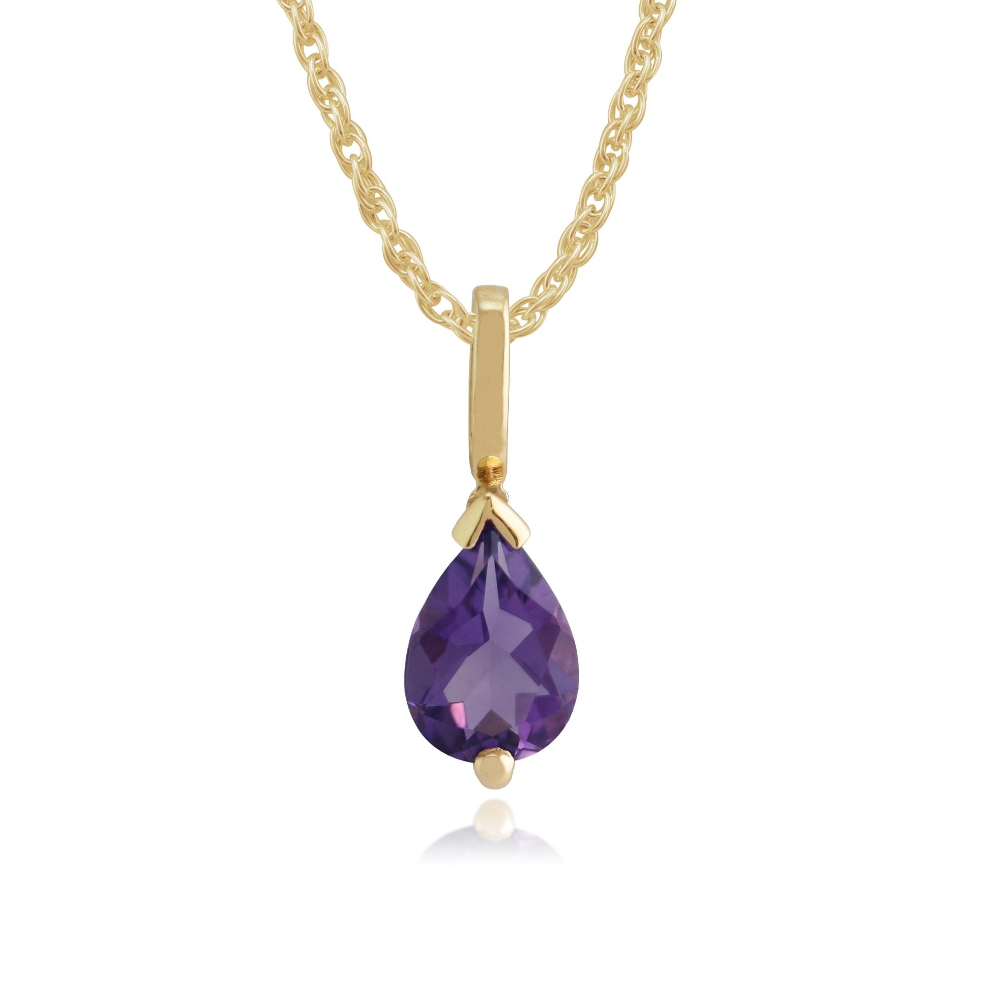Classic Pear Amethyst Pendant in 9ct Yellow Gold