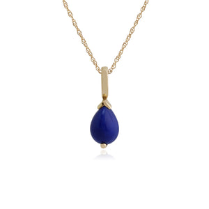 Classic Pear Lapis Lazuli Claw Set Pendant in 9ct Yellow Gold