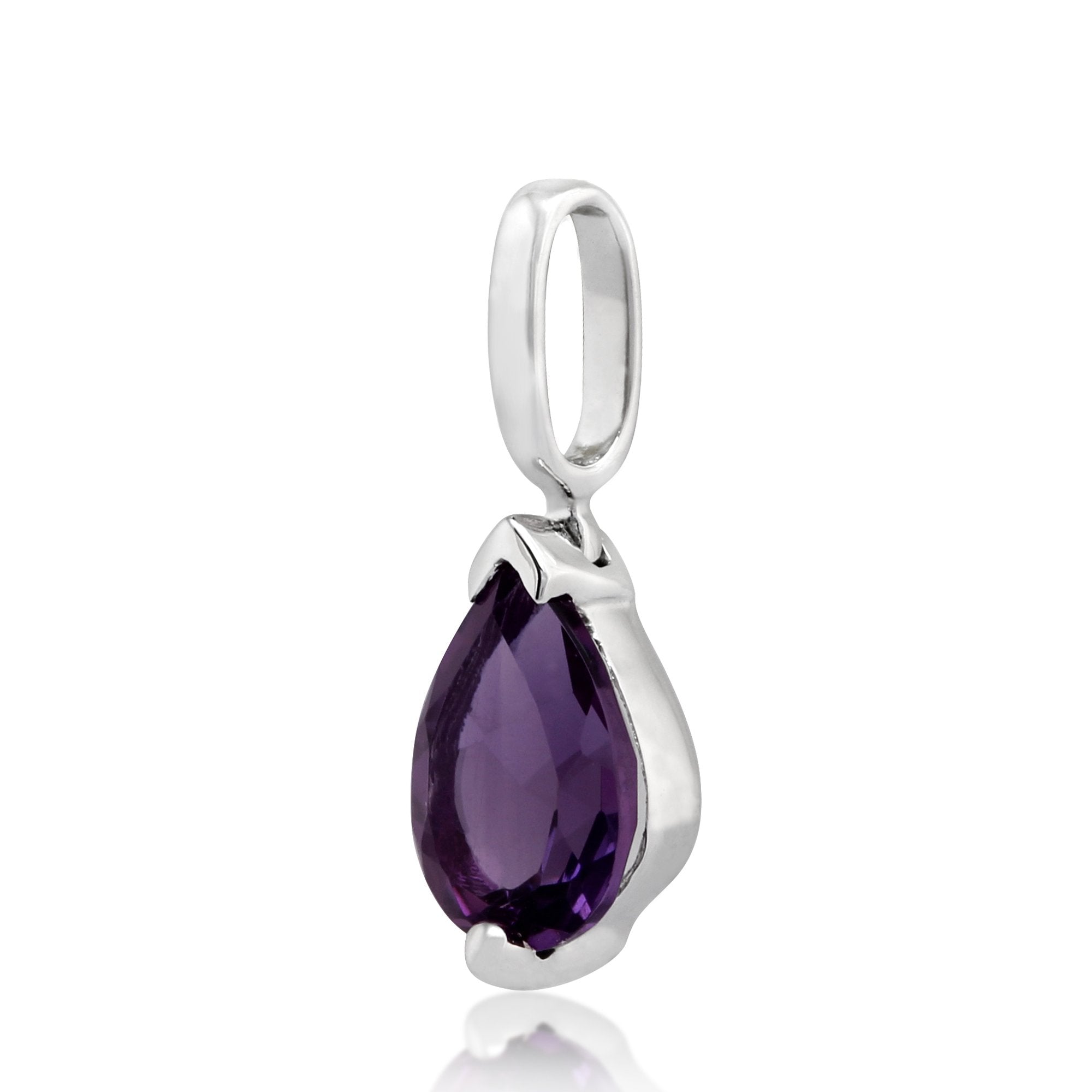 Classic Pear Amethyst Pendant in 9ct White Gold