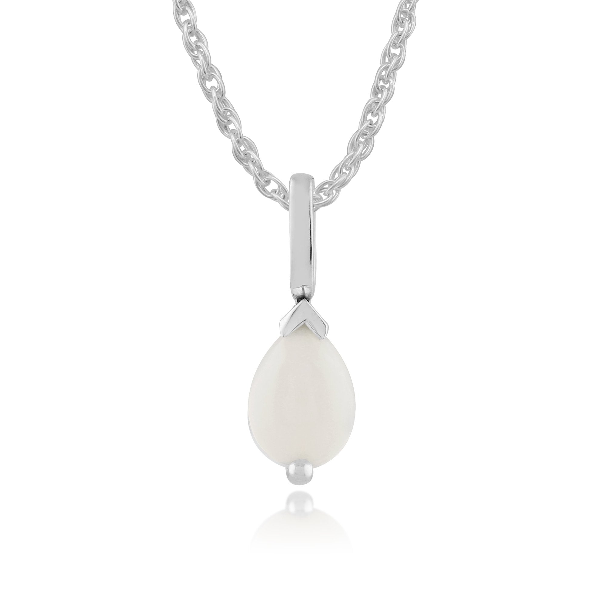 Classic Pear Opal Pendant in 9ct White Gold