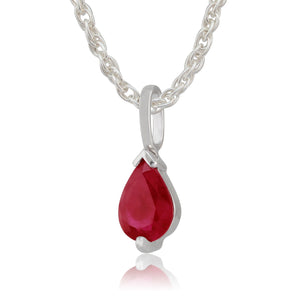 Classic Pear Ruby Pendant in 9ct White Gold