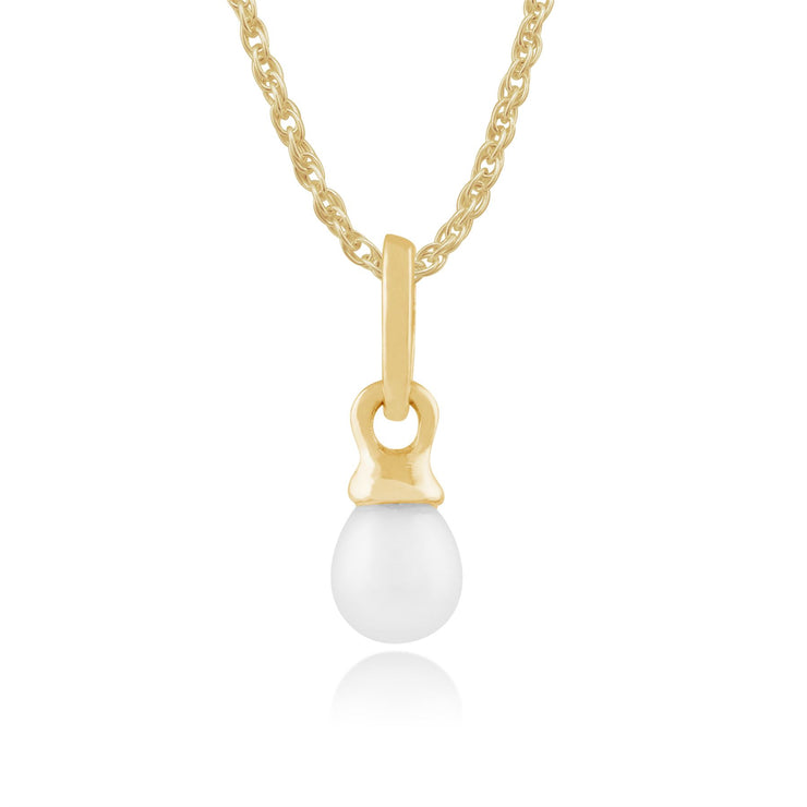 Classico pendente con perla coltivata in oro giallo 375