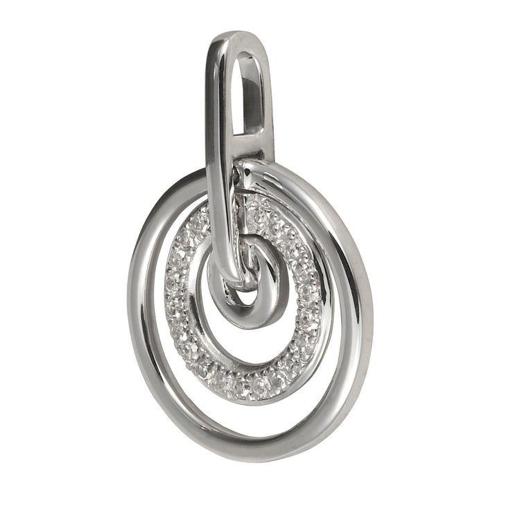 Ciondolo con tre anelli da 45 cm su catena in oro bianco da 9 ct con diamanti