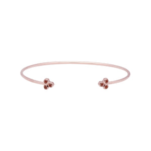 Bracciale rigido trilogy geometrico con granati in oro rosa da 9 ct