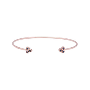 Bracciale rigido geometrico trilogy con zaffiro in oro rosa da 9 ct