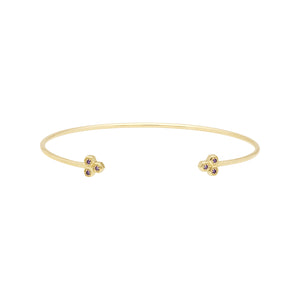 Bracciale rigido geometrico trilogy con ametista in oro giallo da 9 ct