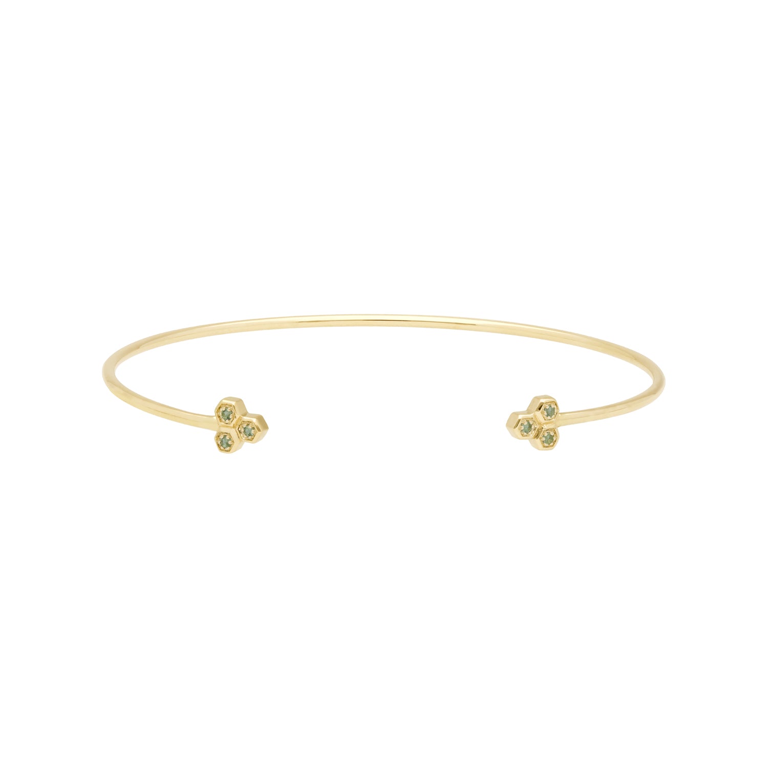 Braccialetto geometrico Trilogy con peridoto in oro giallo da 9 ct