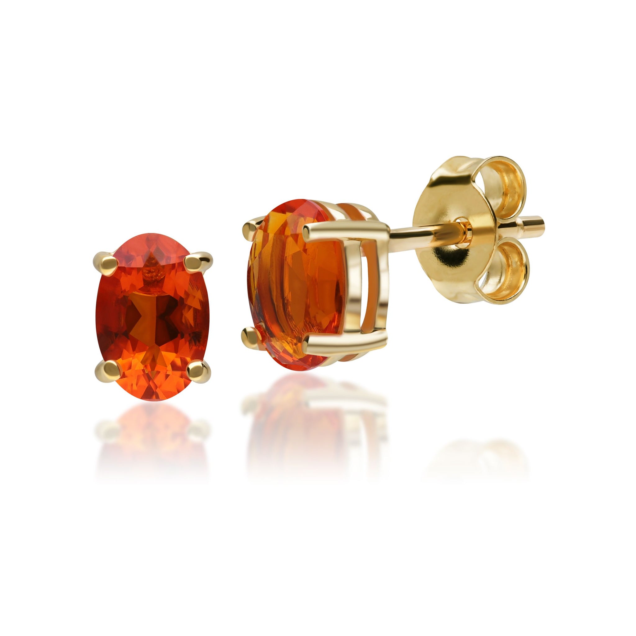 Classic Oval Fire Opal Stud Earrings in 9ct Yellow Gold 6x4mm