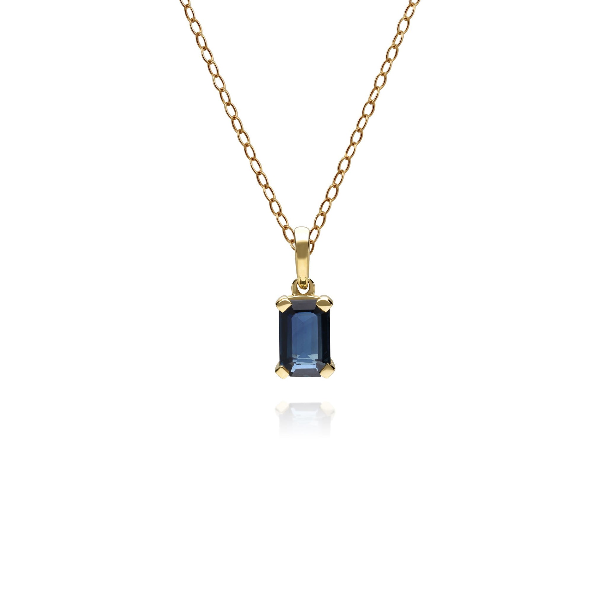 Classic Baguette Sapphire Pendant in 9ct Yellow Gold
