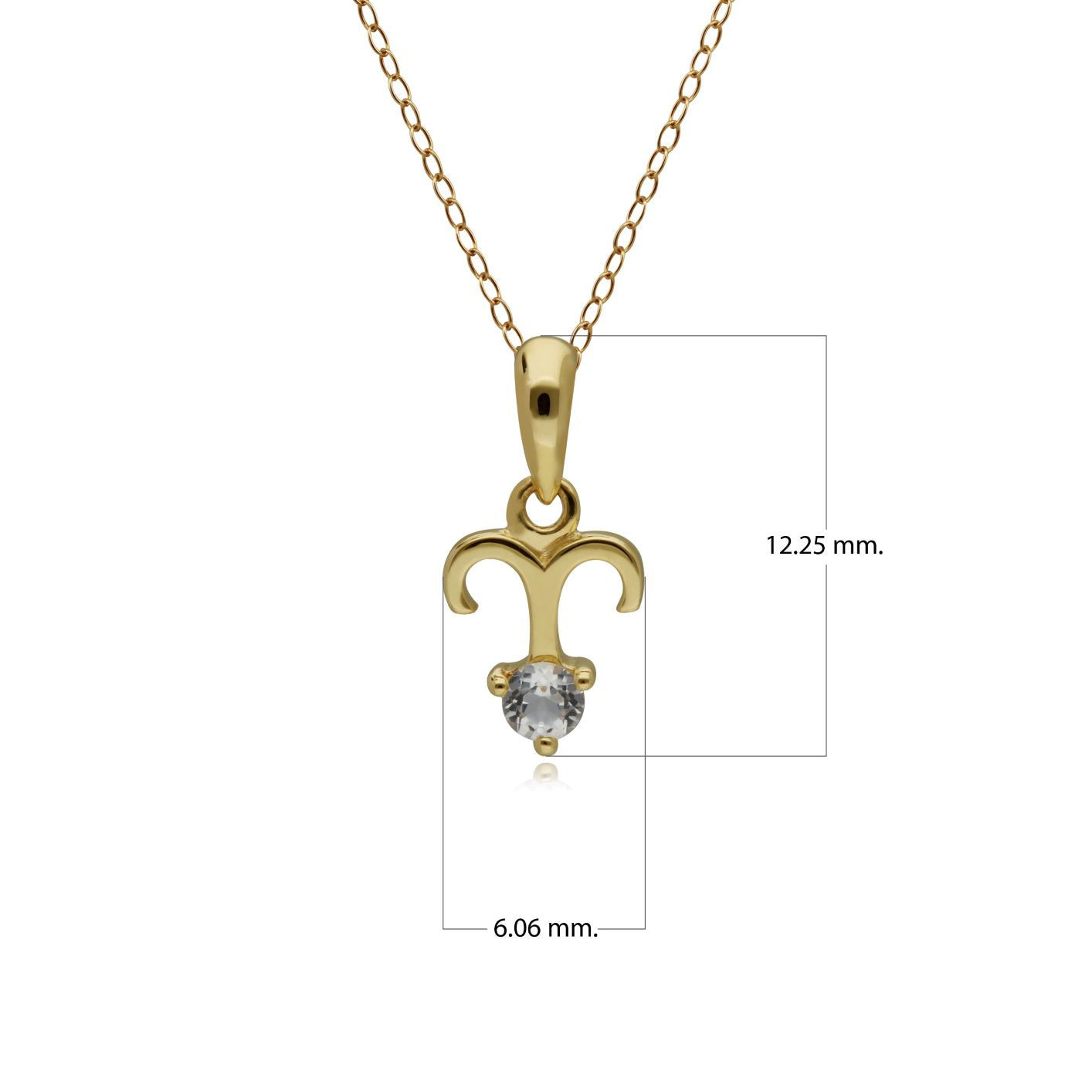 Collana con ciondolo topazio bianco zodiaco Ariete in oro giallo da 9 ct