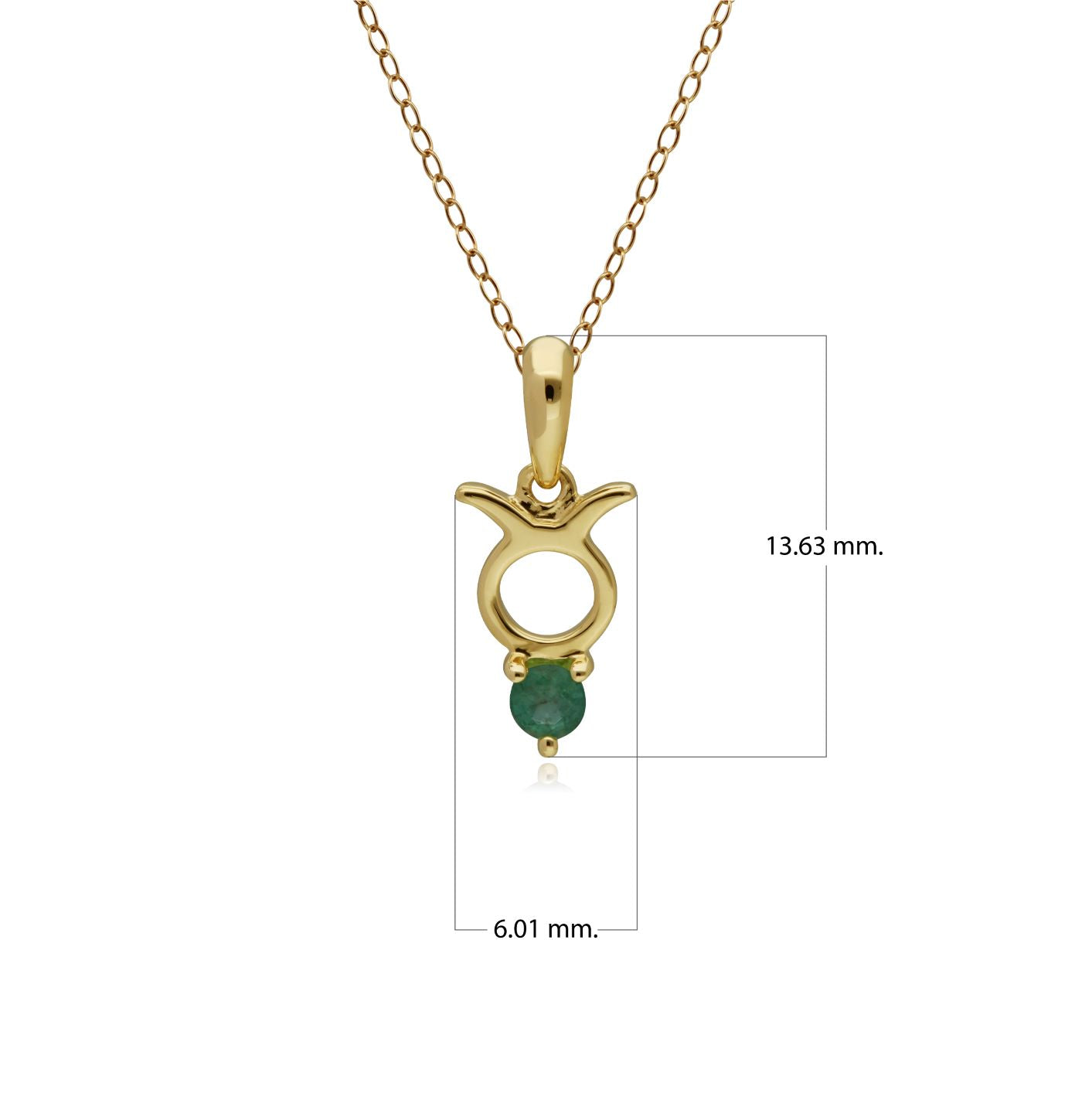 Collana con ciondolo smeraldo zodiaco Toro in oro giallo da 9 ct