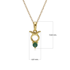 Collana con ciondolo smeraldo zodiaco Toro in oro giallo da 9 ct