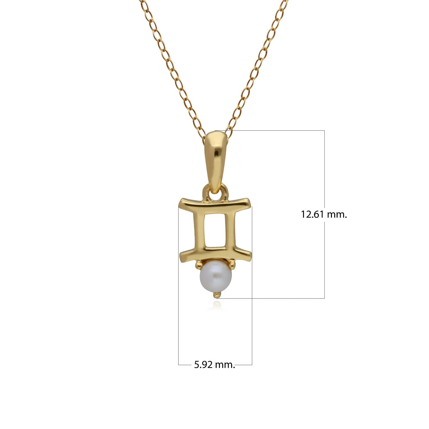 Collana di perle con ciondolo zodiaco Gemelli in oro giallo da 9 ct