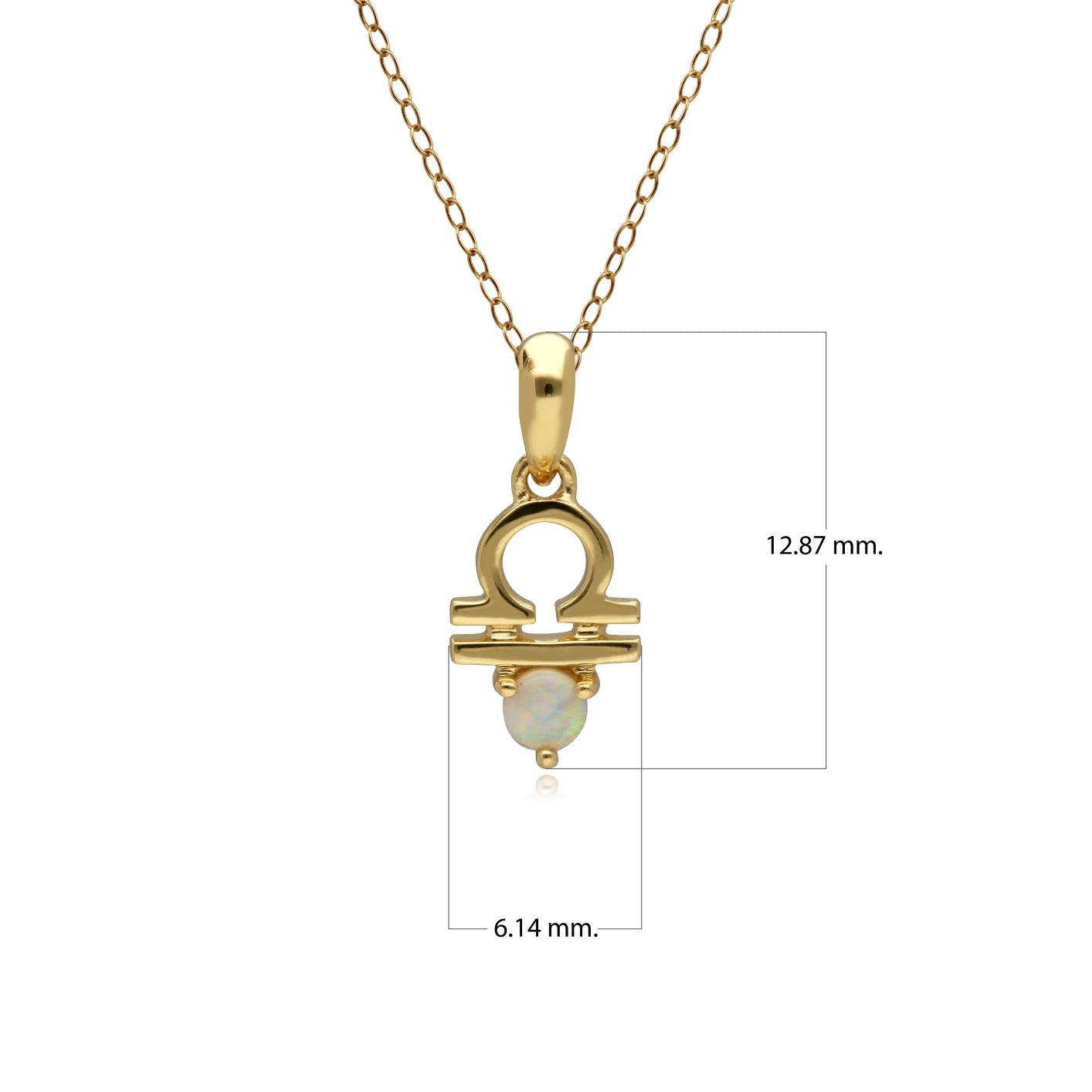 Collana con ciondolo zodiacale Bilancia con opale in oro giallo da 9 kt