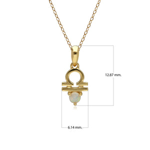 Collana con ciondolo zodiacale Bilancia con opale in oro giallo da 9 kt