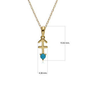 Turquoise Sagittarius Zodiac Charm Necklace in 9ct Yellow Gold