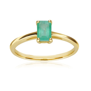 Classic Rectangle Emerald Ring in 9ct Yellow Gold