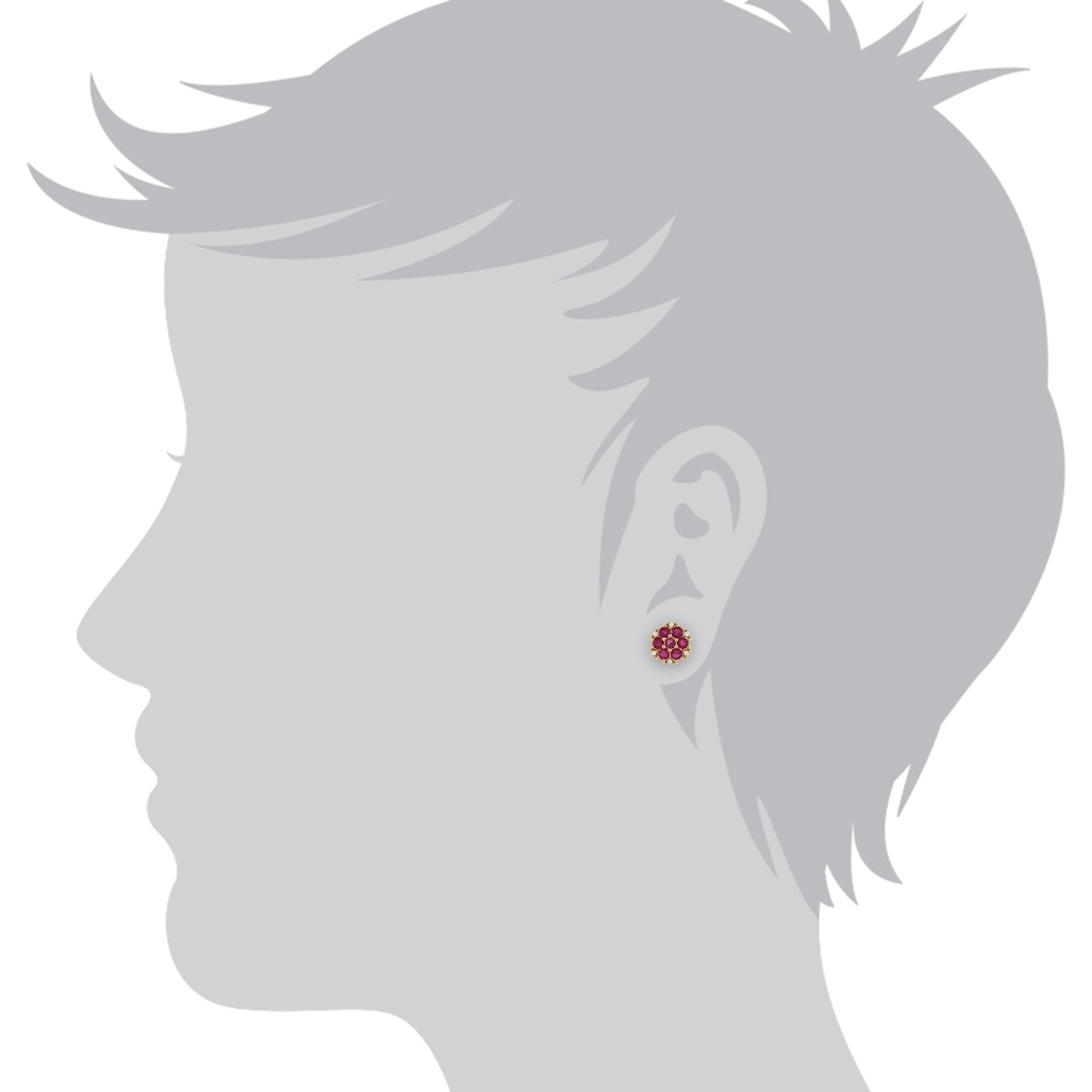 Classic Ruby, Tourmaline & Diamond Cluster Stud Earrings & Pendant Set Image 3