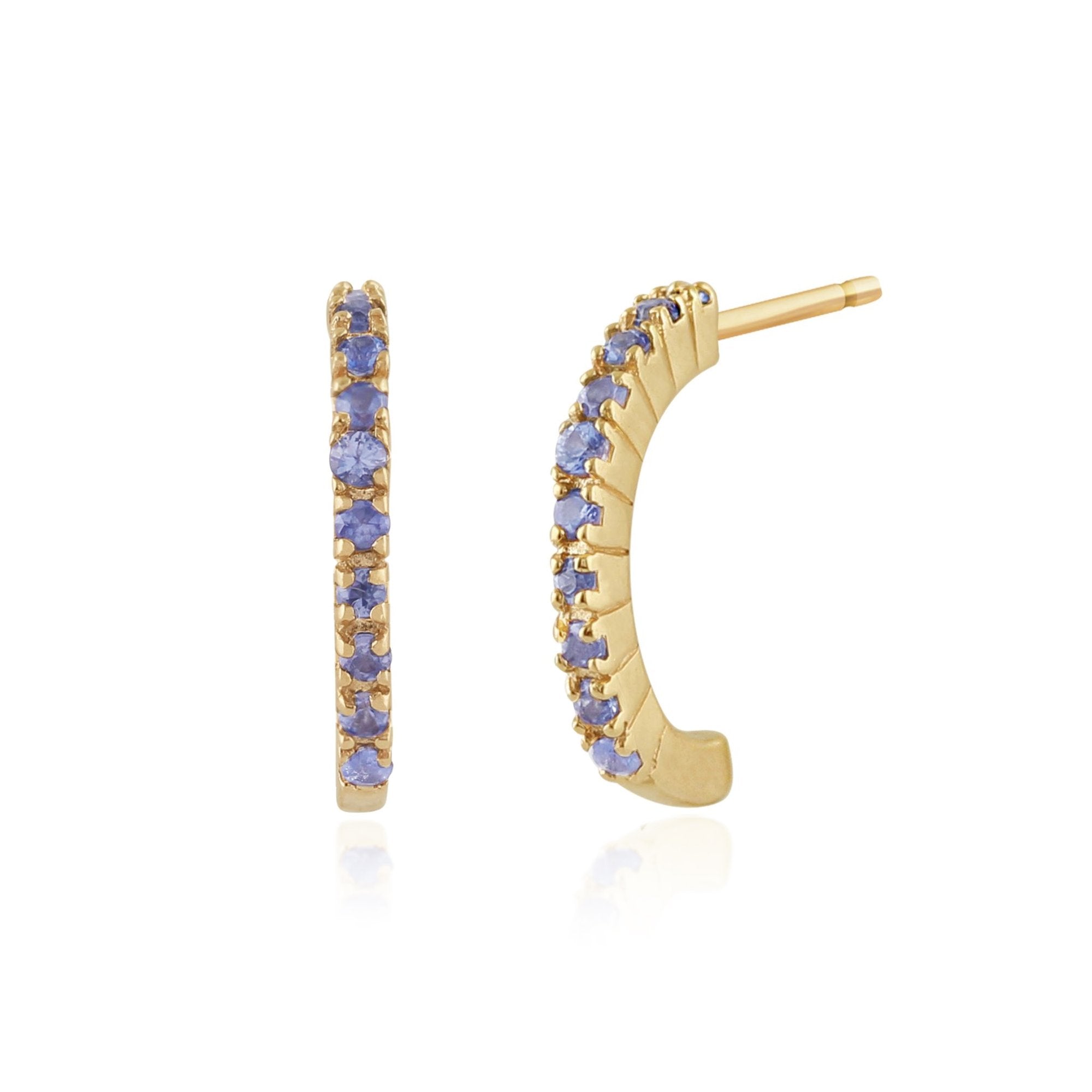 Classic Round Sapphire Half Hoop Style Earrings in 9ct Yellow Gold