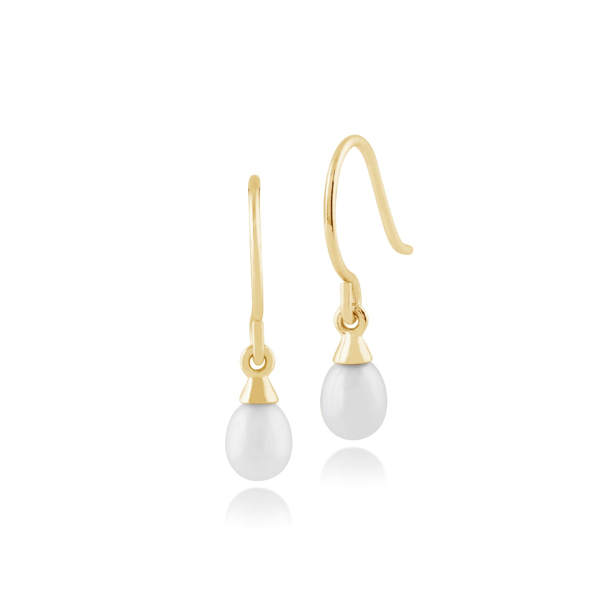 Classic Freshwater Pearl Drop Earrings in 9ct Yellow Gold
