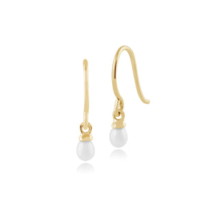 Classic Freshwater Pearl Drop Earrings in 9ct Yellow Gold