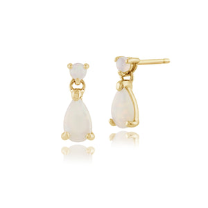 Classic Pear Opal Drop Earrings in 9ct Yellow Gold