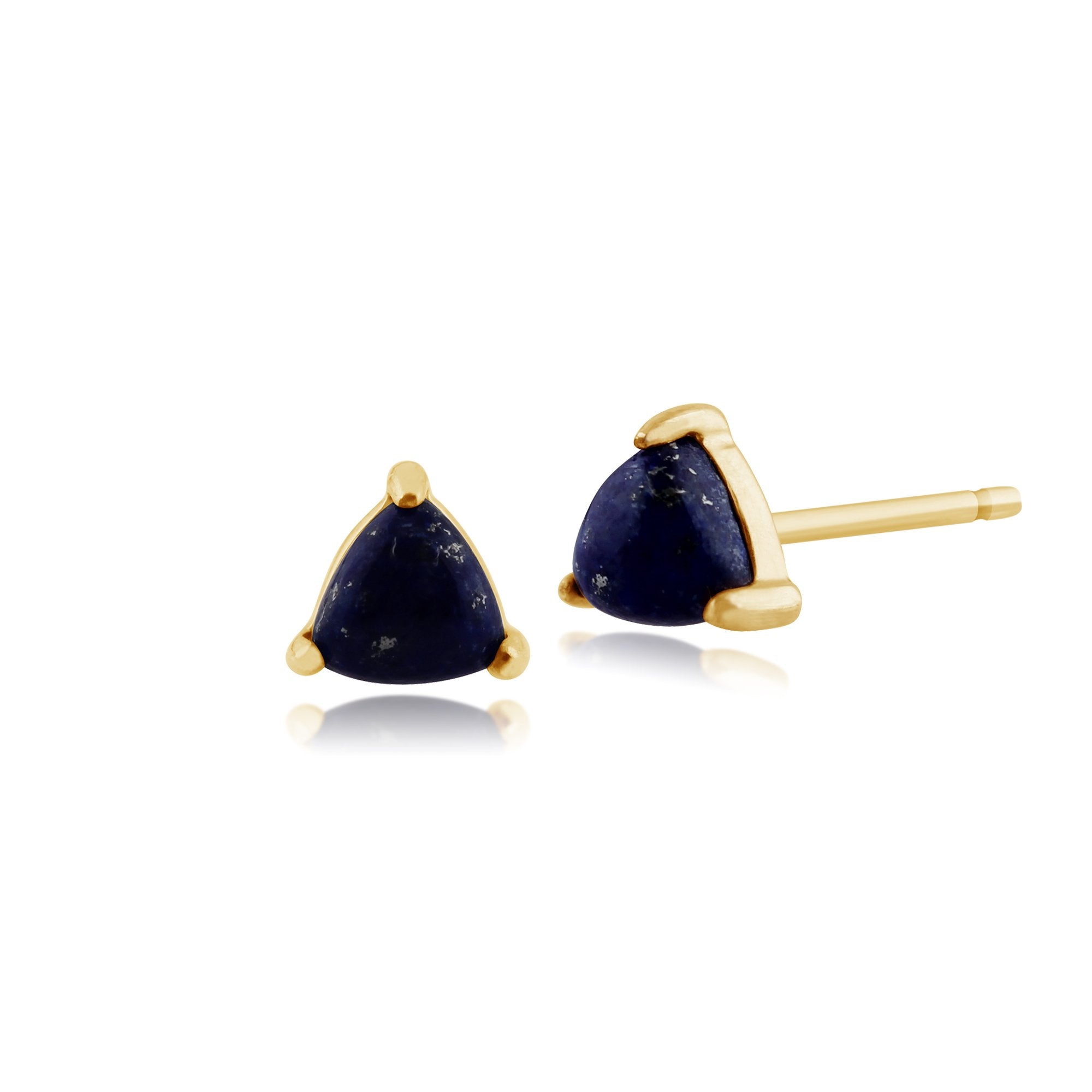 Classic Trillion Lapis Lazuli Stud Earrings in 9ct Yellow Gold 3.5mm