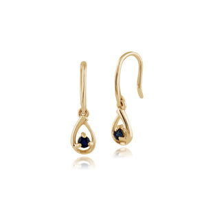 Classic Round Sapphire Drop Earrings in 9ct Yellow Gold