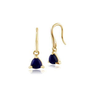 Classic Trillion Lapis Lazuli Drop Earrings in 9ct Yellow Gold