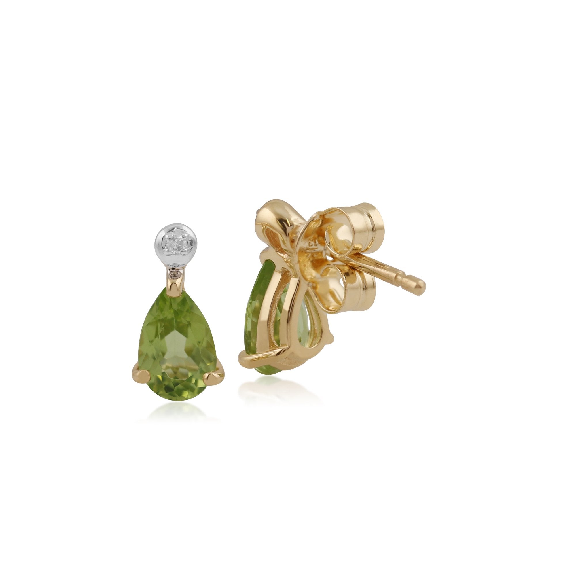 Classic Pear Peridot & Diamond Drop Earrings in 9ct Yellow Gold