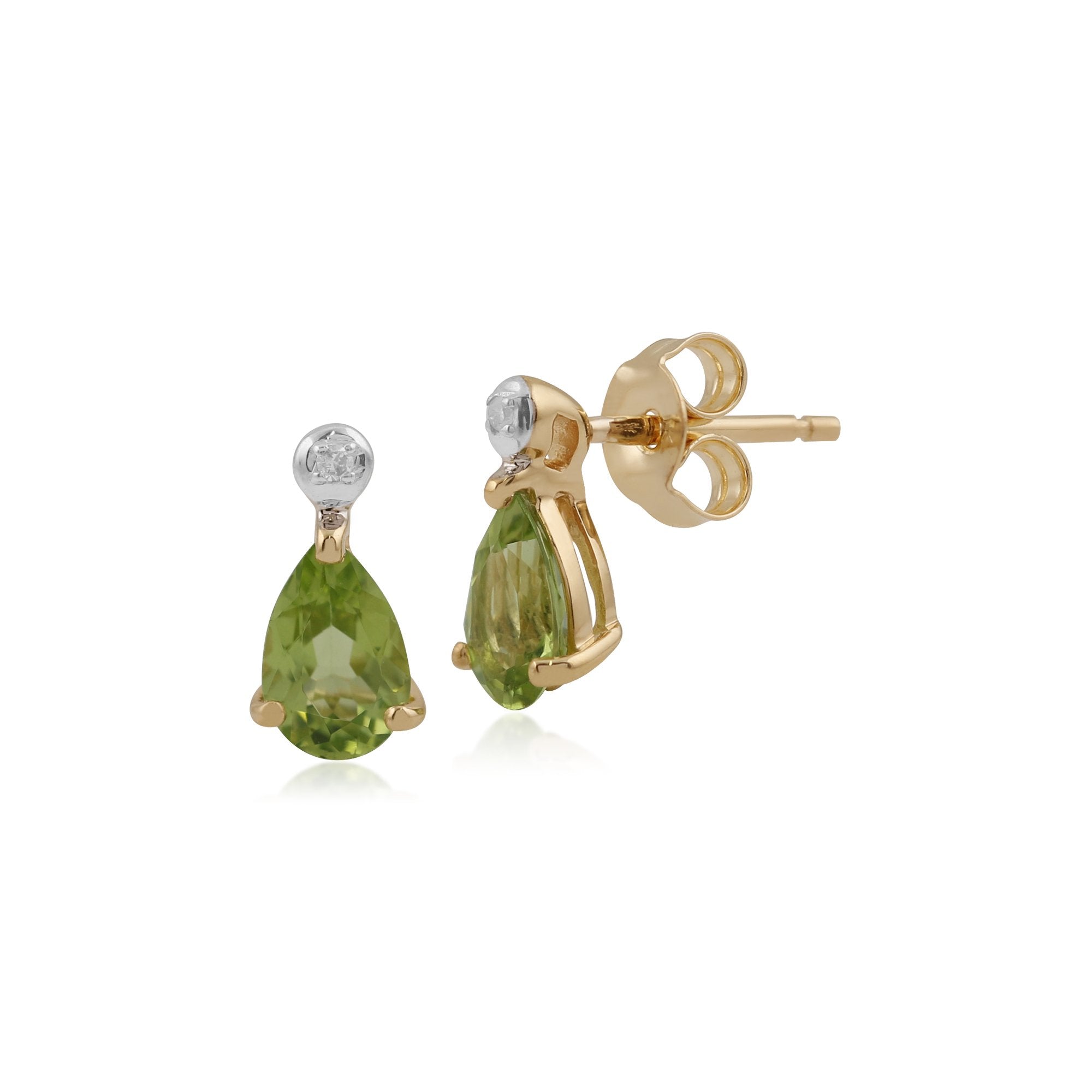Classic Pear Peridot & Diamond Drop Earrings in 9ct Yellow Gold