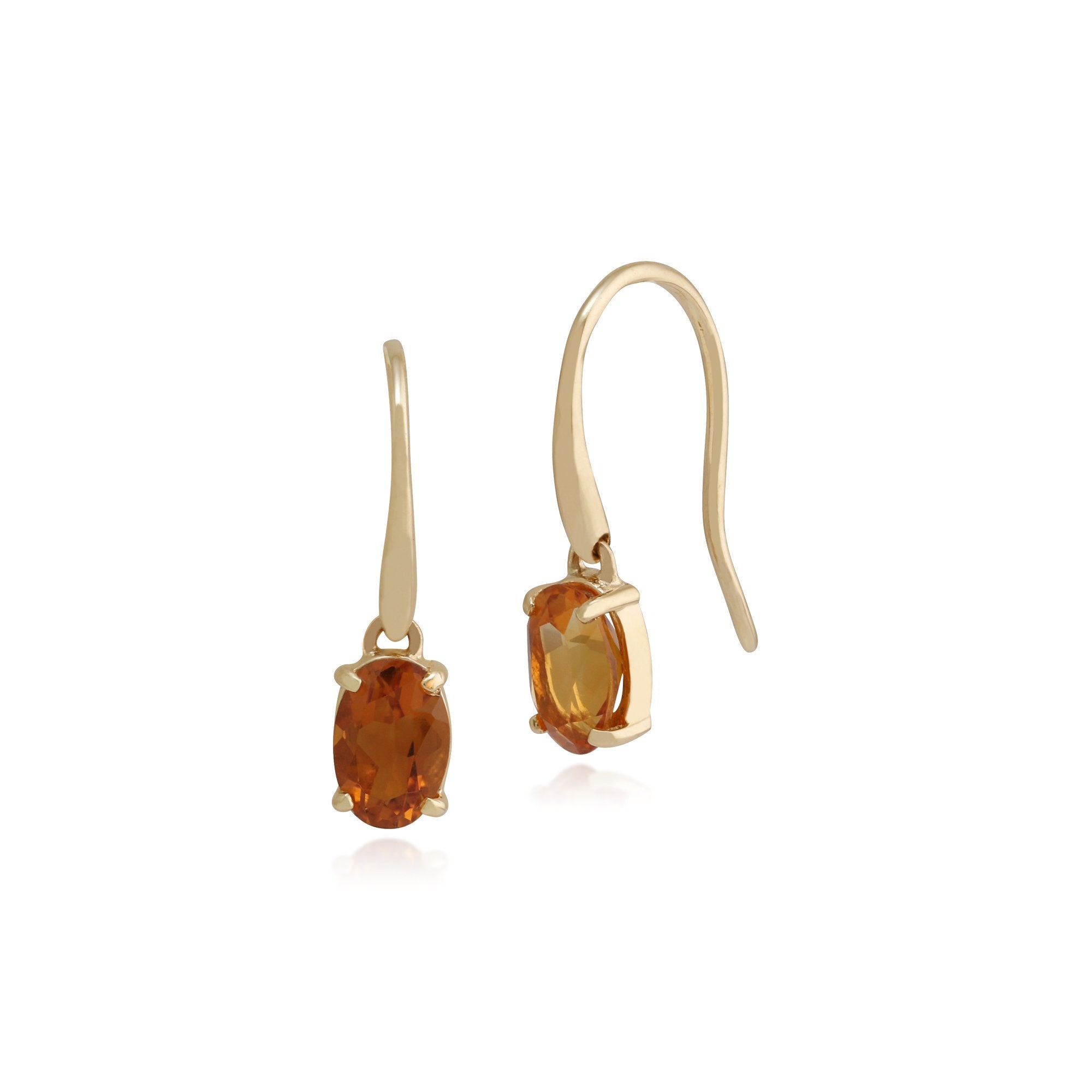 Classic Oval Citrine Claw Set Drop Earrings in 9ct Yellow Gold