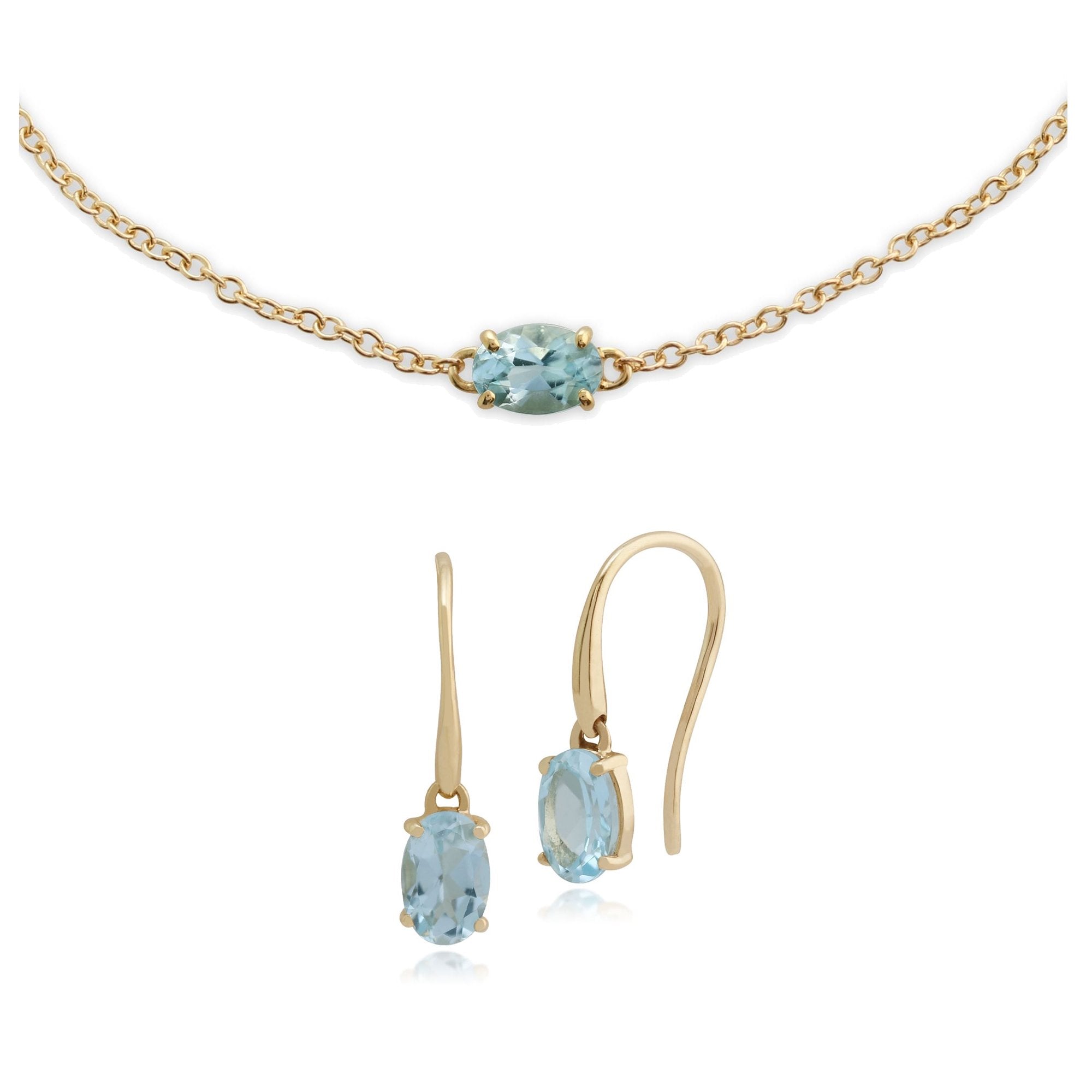 Classic Aquamarine Single Stone Drop Earrings & Bracelet Set Image 1