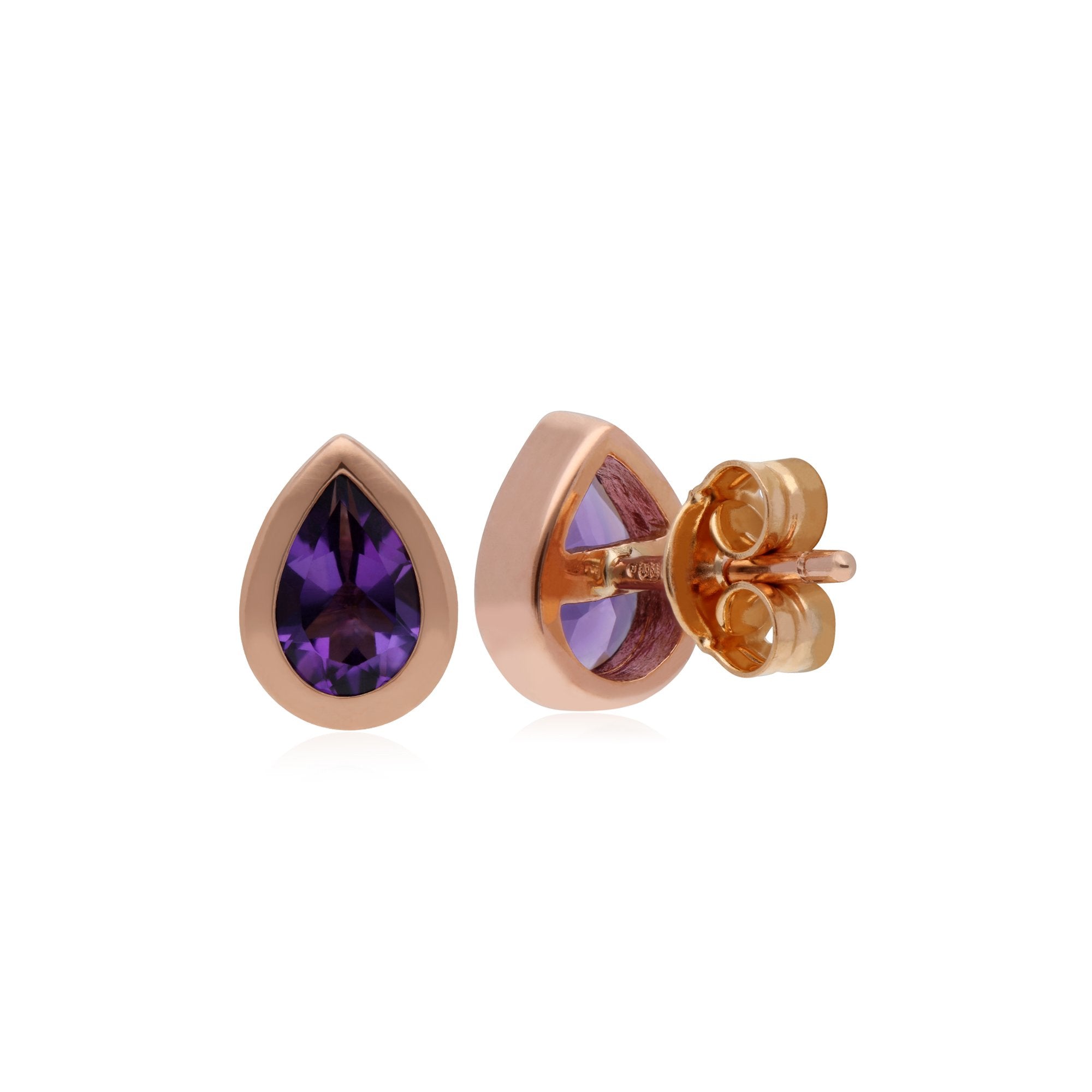 Gemondo 9ct Rose Gold Amethyst Classic Pear Stud Earrings
