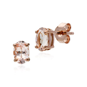 Classic Oval Morganite Claw Set Stud Earrings in 9ct Rose Gold