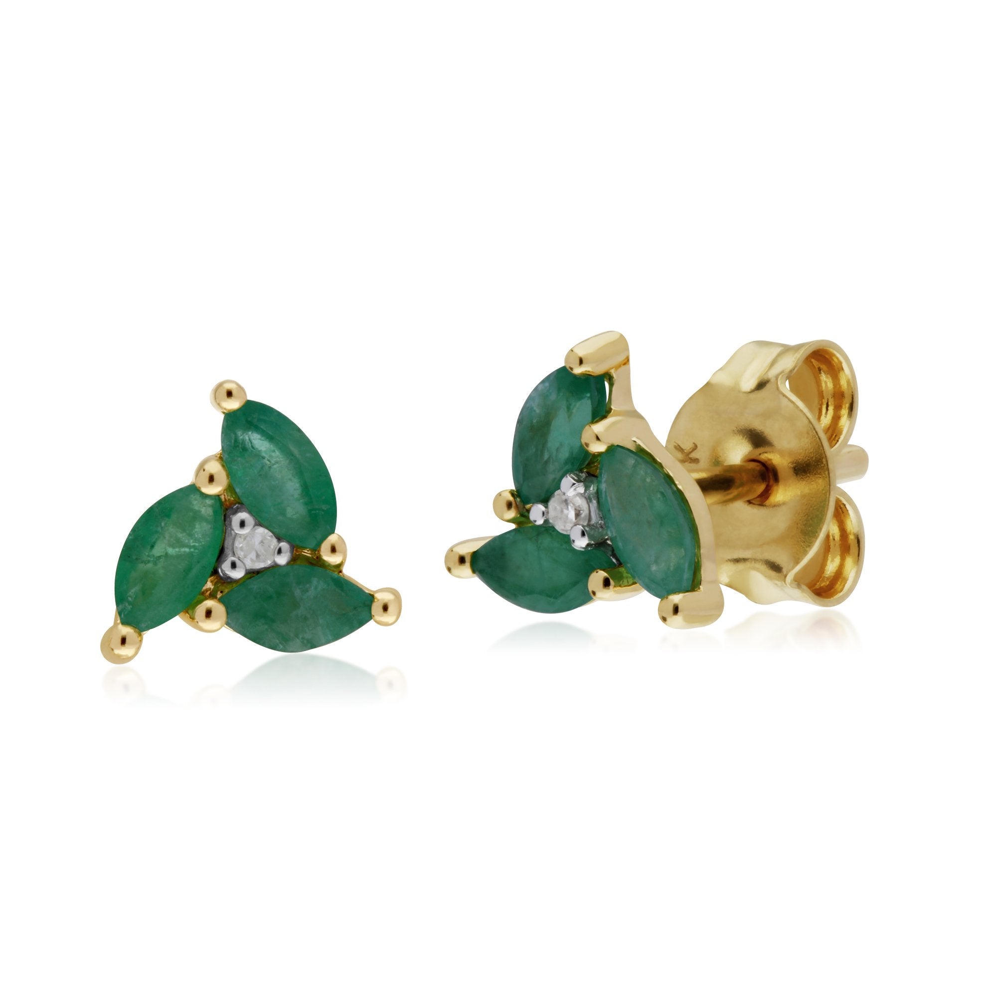 Classic Emerald Marquise Cluster Stud Earrings & Necklace Set Image 2