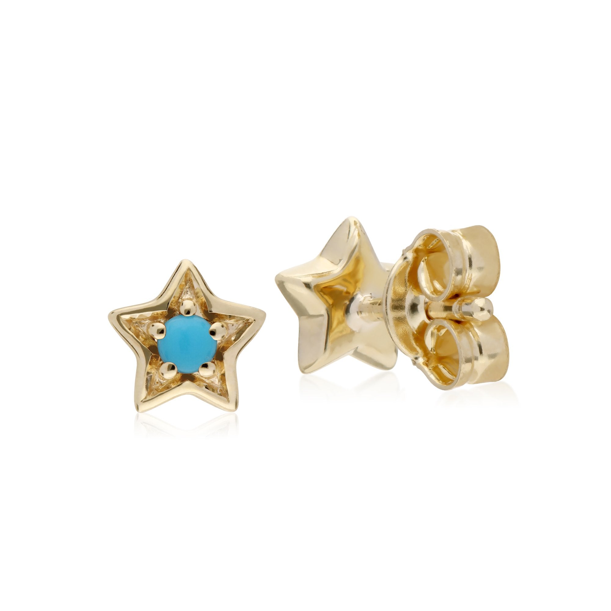 Gemondo 9ct Yellow Gold Turquoise Single Stone Star Stud Earrings