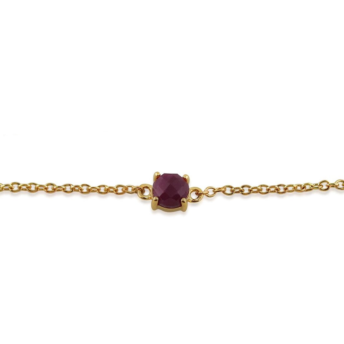 Classic Round Ruby Checkerboard Bracelet in 9ct Yellow Gold