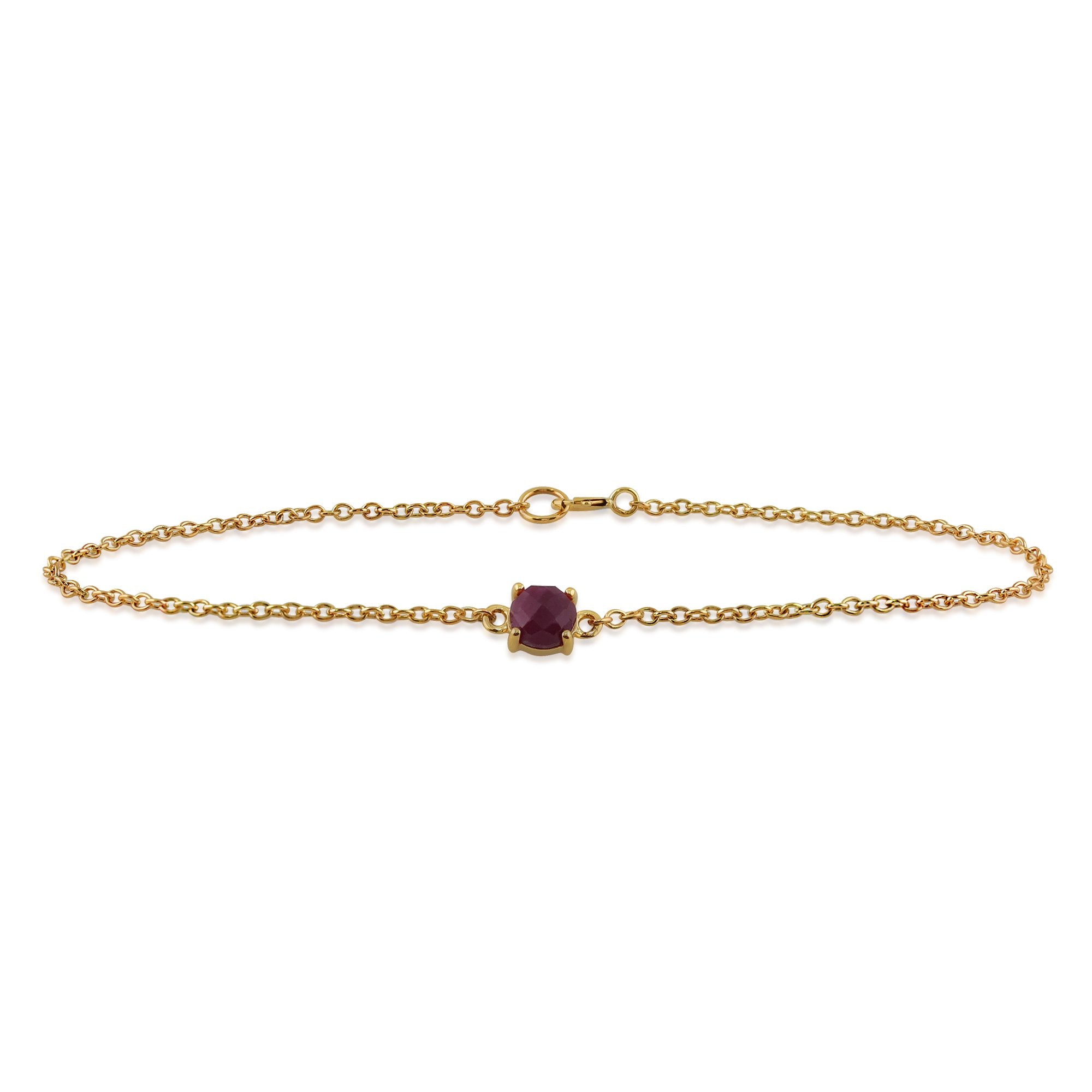 Classic Round Ruby Checkerboard Bracelet in 9ct Yellow Gold