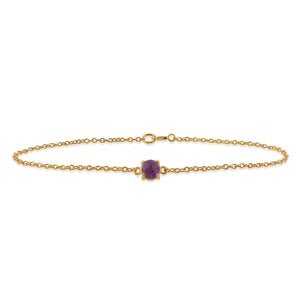 Classic Round Amethyst Checkerboard Bracelet in 9ct Yellow Gold