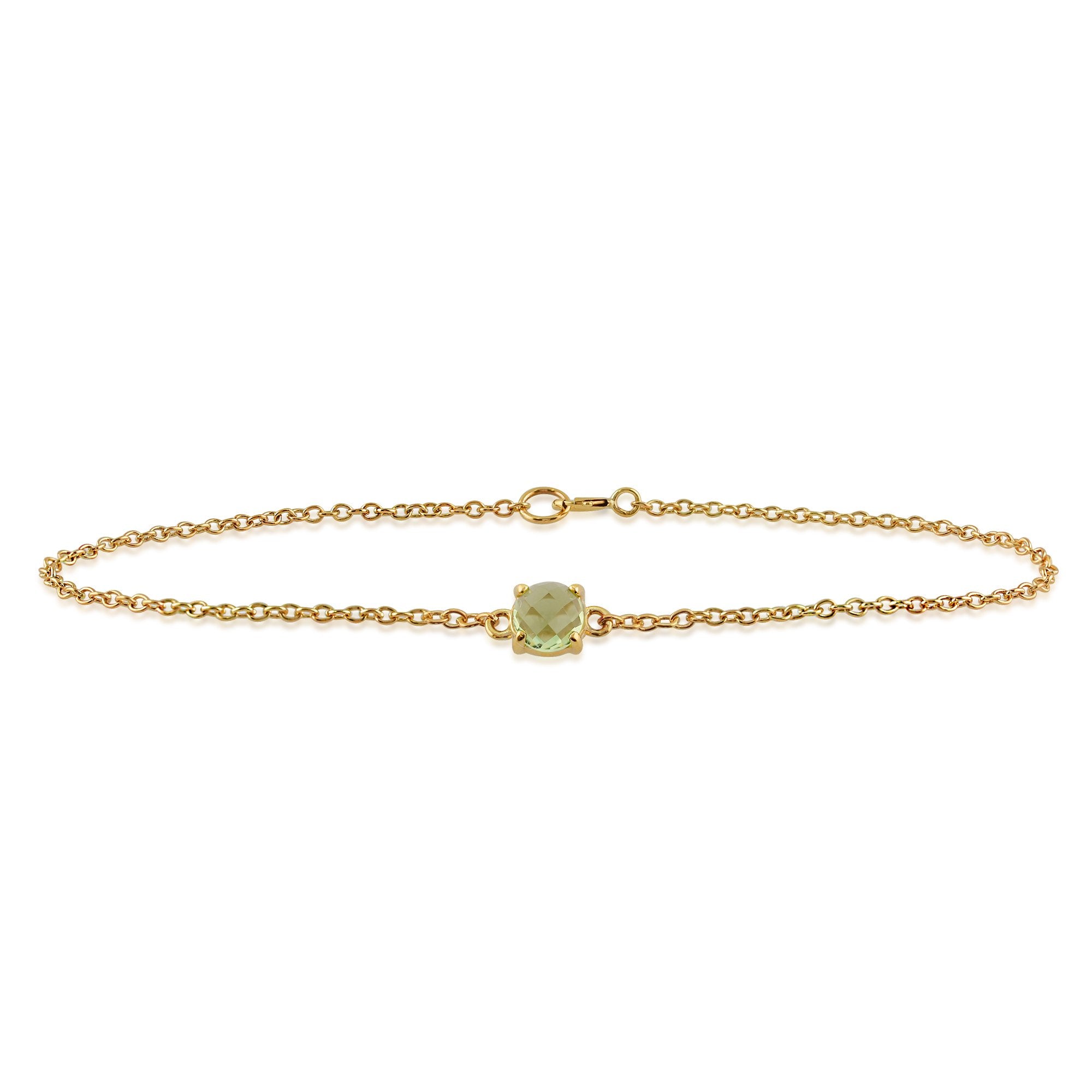 Classic Round Peridot Checkerboard Bracelet in 9ct Yellow Gold