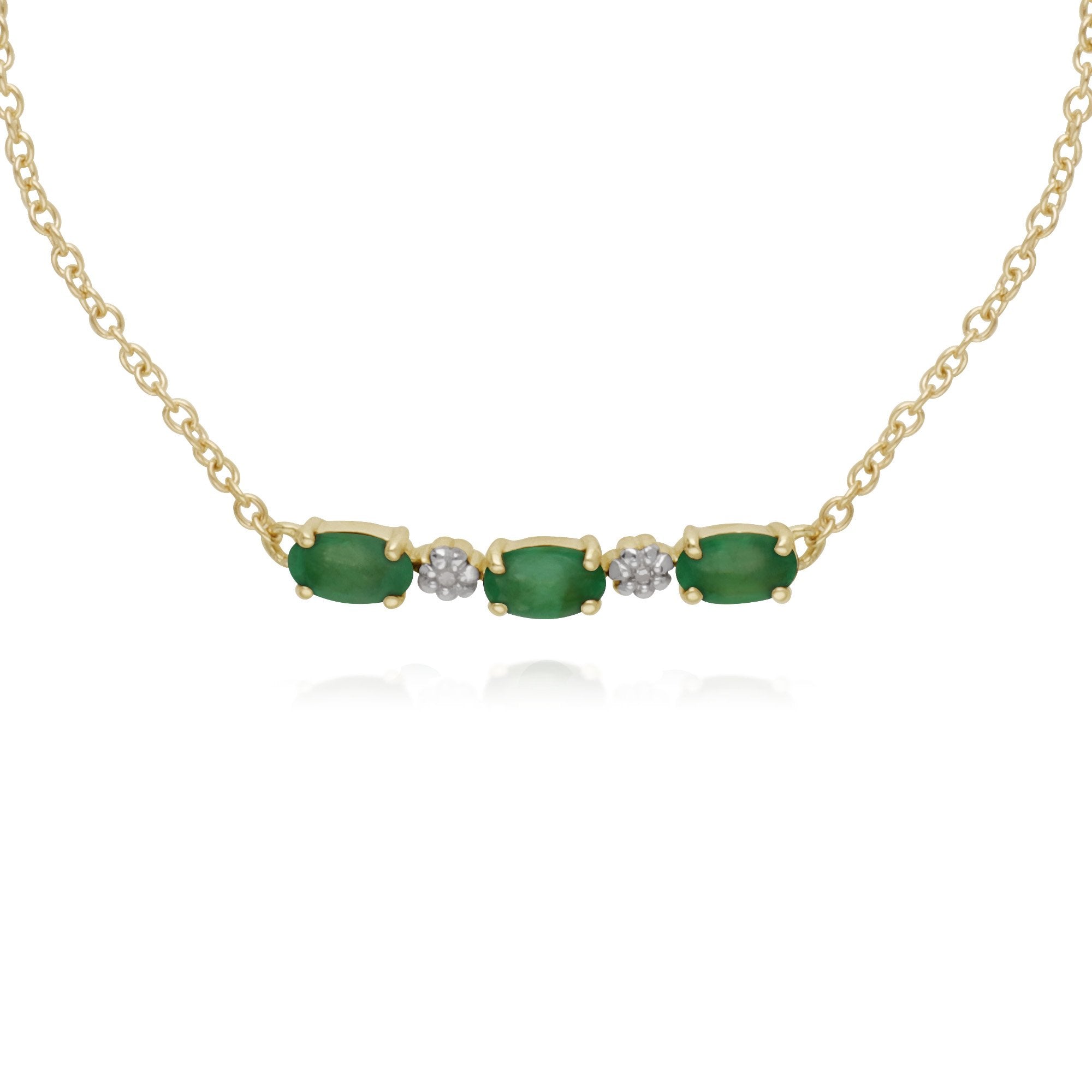 Classic Style Oval Emerald & Diamond Bracelet in 9ct Yellow Gold
