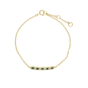 Classic Style Five Emerald & Diamond Twisted Bracelet in 9ct Yellow Gold