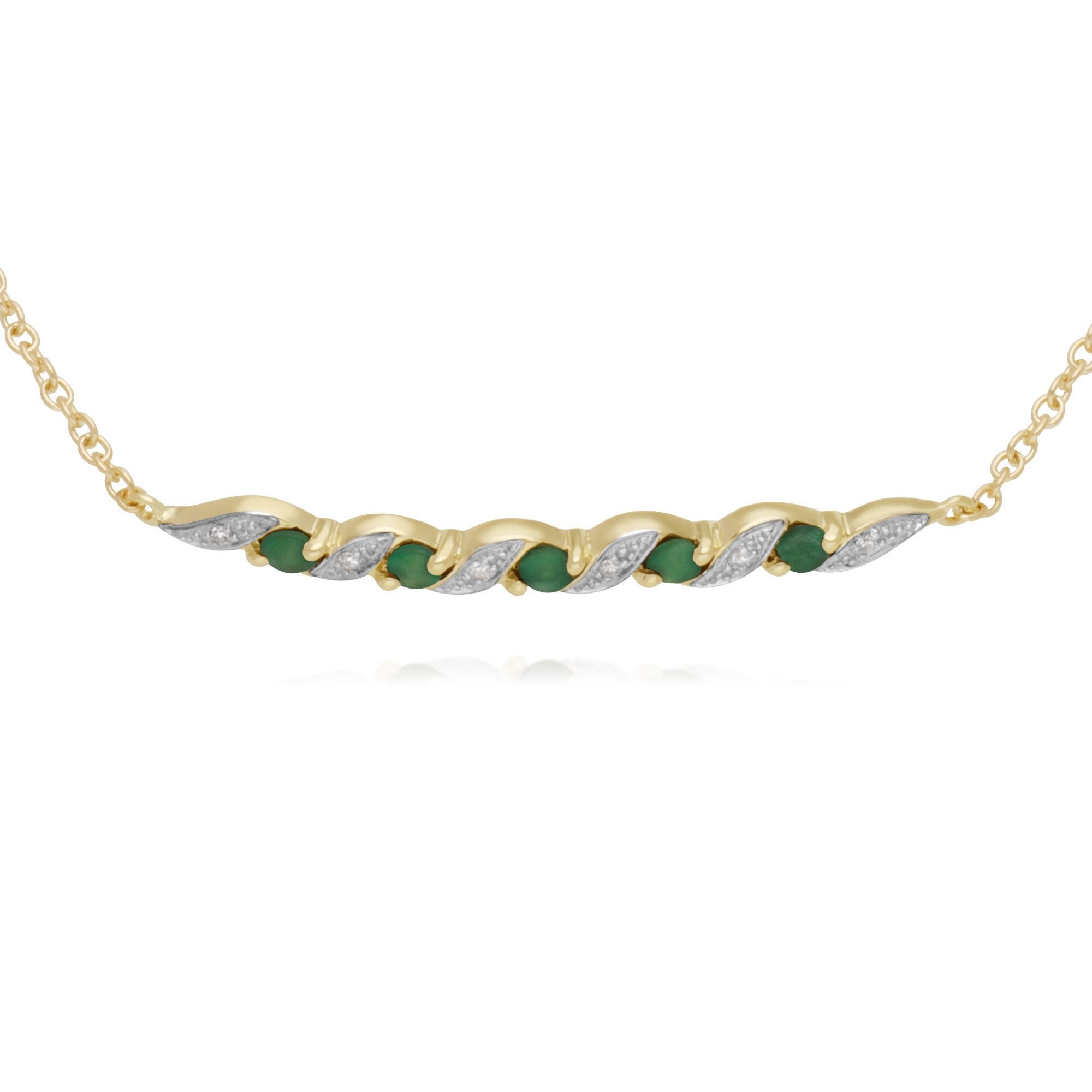 Classic Style Emerald & Diamond Spiral Bracelet in 9ct Yellow Gold