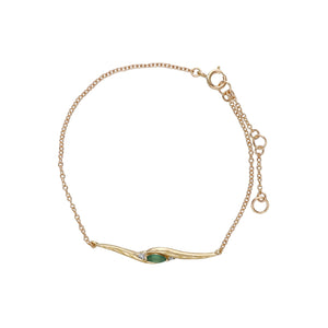 Classic Style Marquise Emerald & Diamond Bracelet in 9ct Yellow Gold
