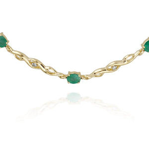 Classic Style Oval Emerald & Diamond Tennis Bracelet in 9ct Yellow Gold