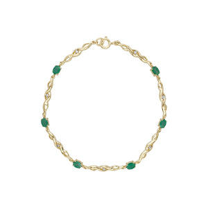 Classic Style Oval Emerald & Diamond Tennis Bracelet in 9ct Yellow Gold